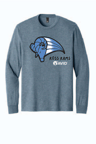 Adult only- District® Perfect Tri® Long Sleeve Tee (Flint Blue)