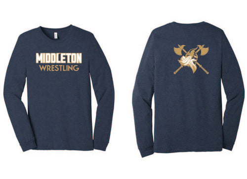 Bella+Canvas ® Unisex Jersey Long Sleeve Tee (Heather Navy)